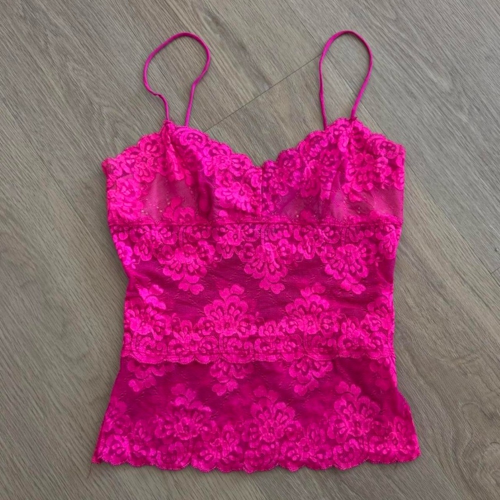 Betsey Johnson vintage pink lace tank top